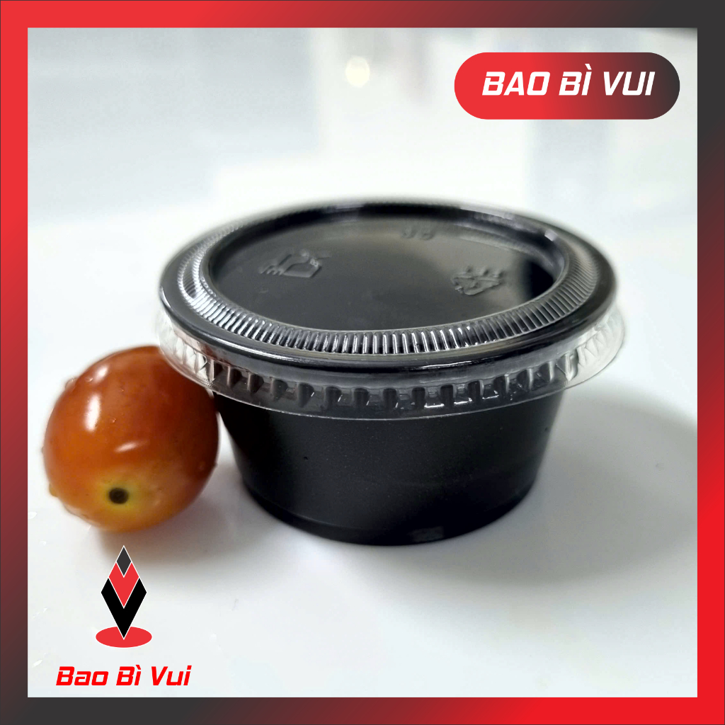 [ 100 ] Hũ 2oz đế đen có nắp rời, hũ nước sốt 60ml - BAO BÌ VUI
