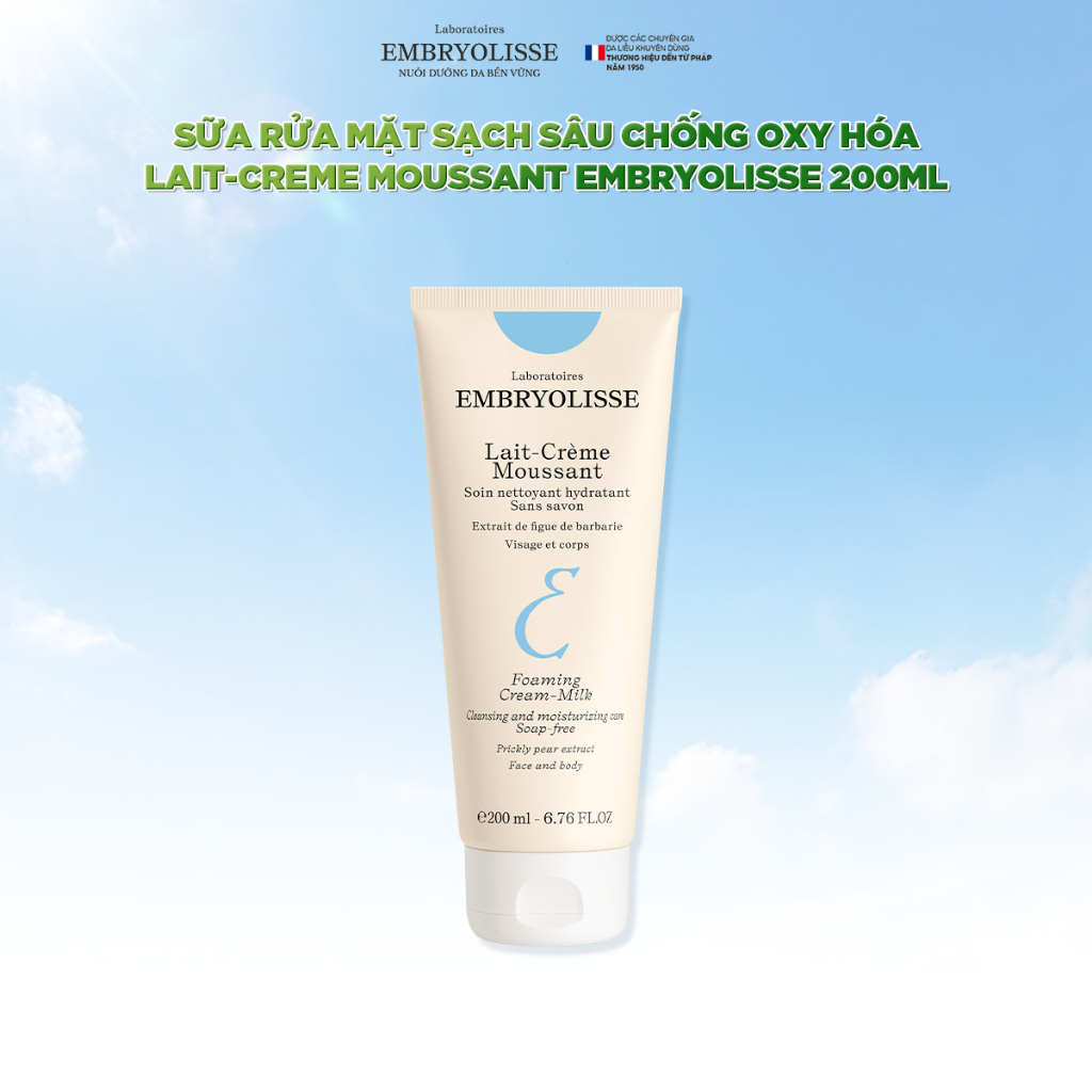 Ảnh [Livestream SSSS x EMB] Sữa Rửa Mặt Sạch Sâu Lait-Creme Moussant Embryolisse 200ml 1