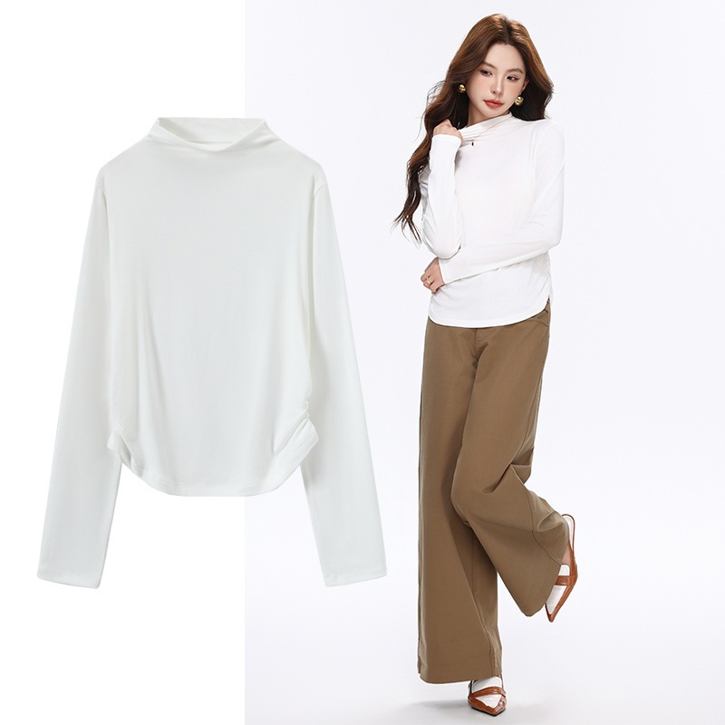 Áo thun cổ cao rút eo, áo dài tay chất liệu thun lazong chính phẩm, mềm mịn co giãn 4 chiều form dáng basic - MT CLASSIC