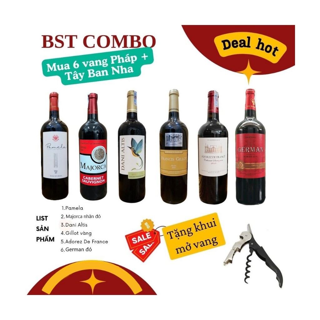 [SALE SỐC] Combo 6 chai vang Pháp, Tây Ban Nha bán chạy tại Ruma - TẶNG ...