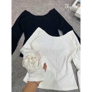 Áo Nữ Thời Trang Hót Trend Hoa Trà ĐÍNH TAY DÁNG TRỄ VAI SEXY