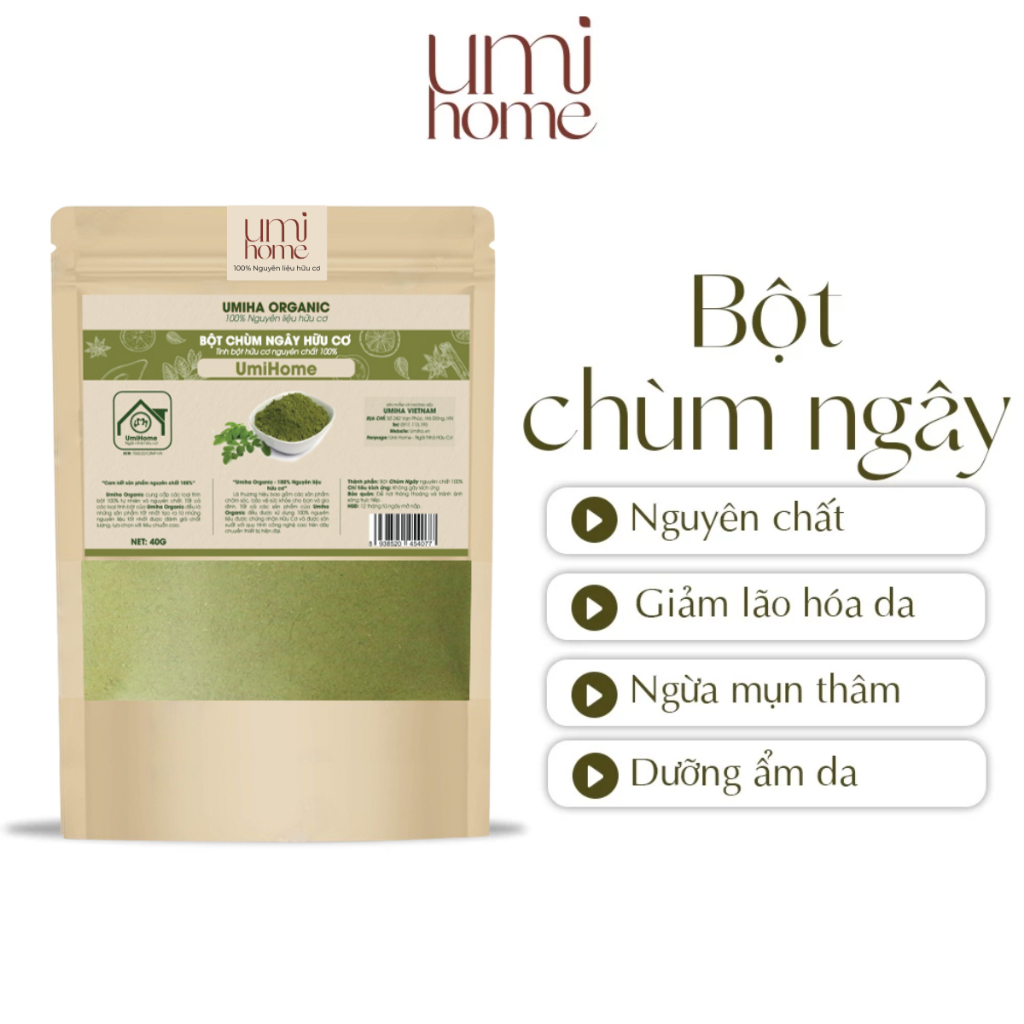 Ảnh Bột đắp mặt nạ Chùm Ngây nguyên chất UMIHOME 40G ngăn ngừa mụn, mờ thâm nám dưỡng ẩm se khít chân lông 1