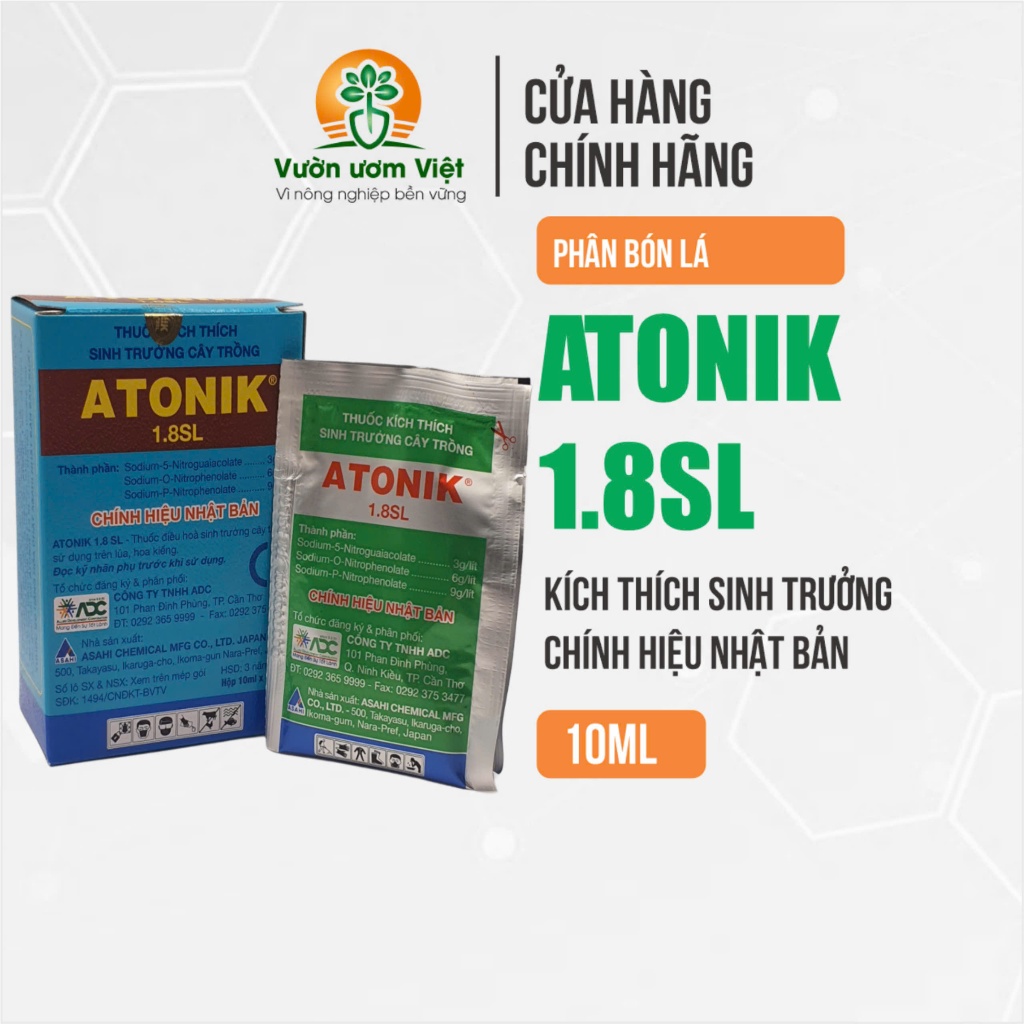 [Hộp 10gói]Thuốc kích thích sinh trưởng Atonik 1.8SL chính hãng ADC nhập khẩu Nhật Bản - Gói 10ml