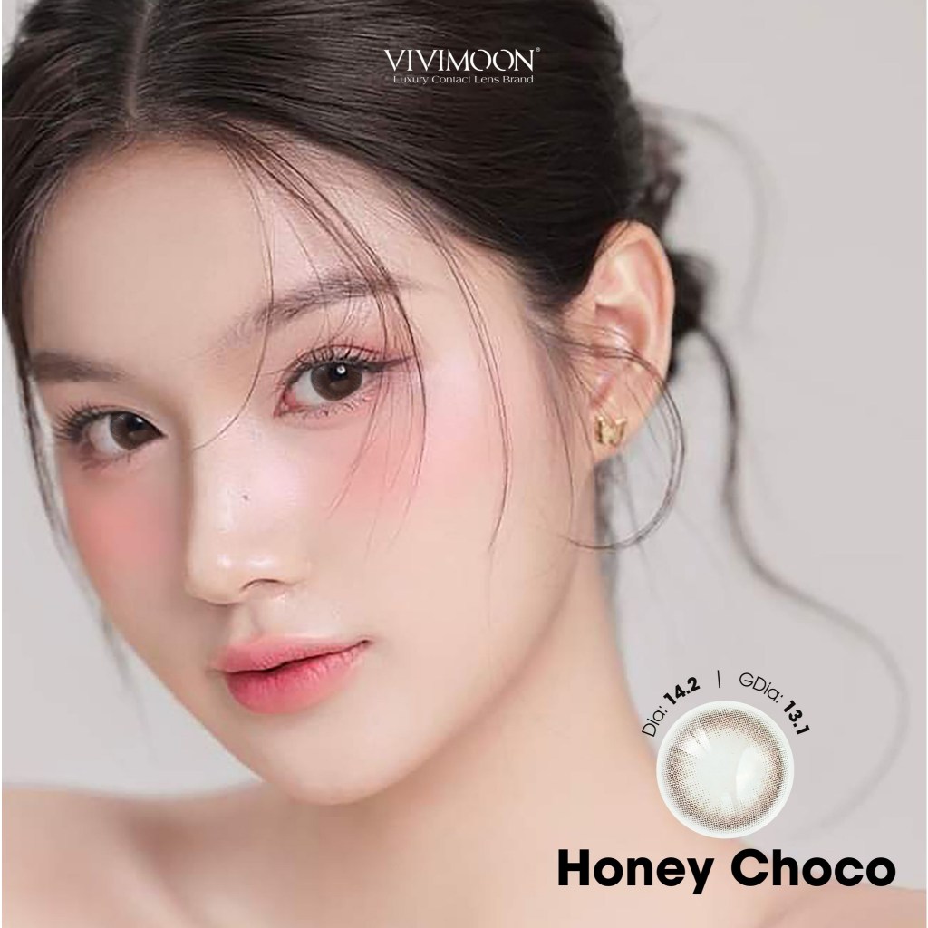 Ảnh Kính áp tròng VIVIMOON Lens cận nâu tự nhiên cho mắt thở Honey Choco Giá 1 chiếc 3