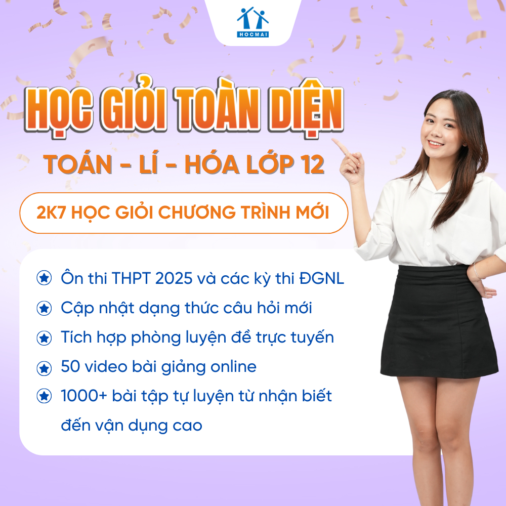 Ảnh Lớp 12 Chương trình mới - Sách Học giỏi toàn diện Toán-Lí-Hóa, ôn thi tốt nghiệp THPT và ĐGNL 2025 2