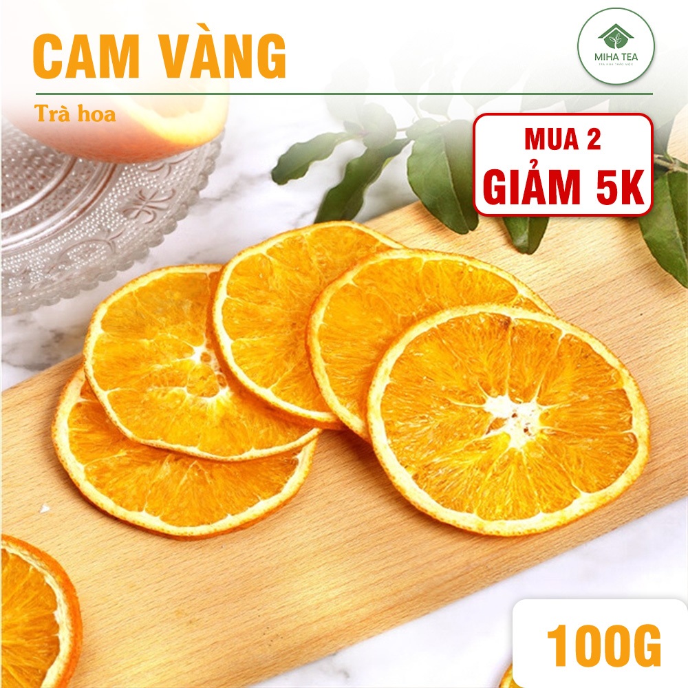 Cam khô 100g, cam vàng thái lát, miếng đẹp, dùng pha trà, trang trí, decor, bổ sung vitamin C