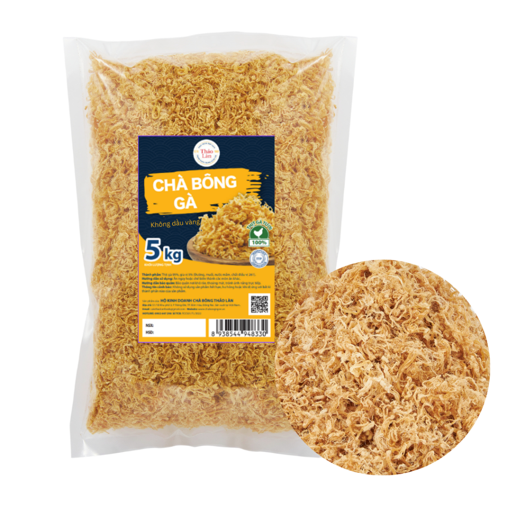 CHÀ BÔNG KHÔNG DẦU VÀNG, THĂN, KHÔNG DẦU HEO, KHÔNG DẦU XỈN  THẢO LÀN FOODS 5KG