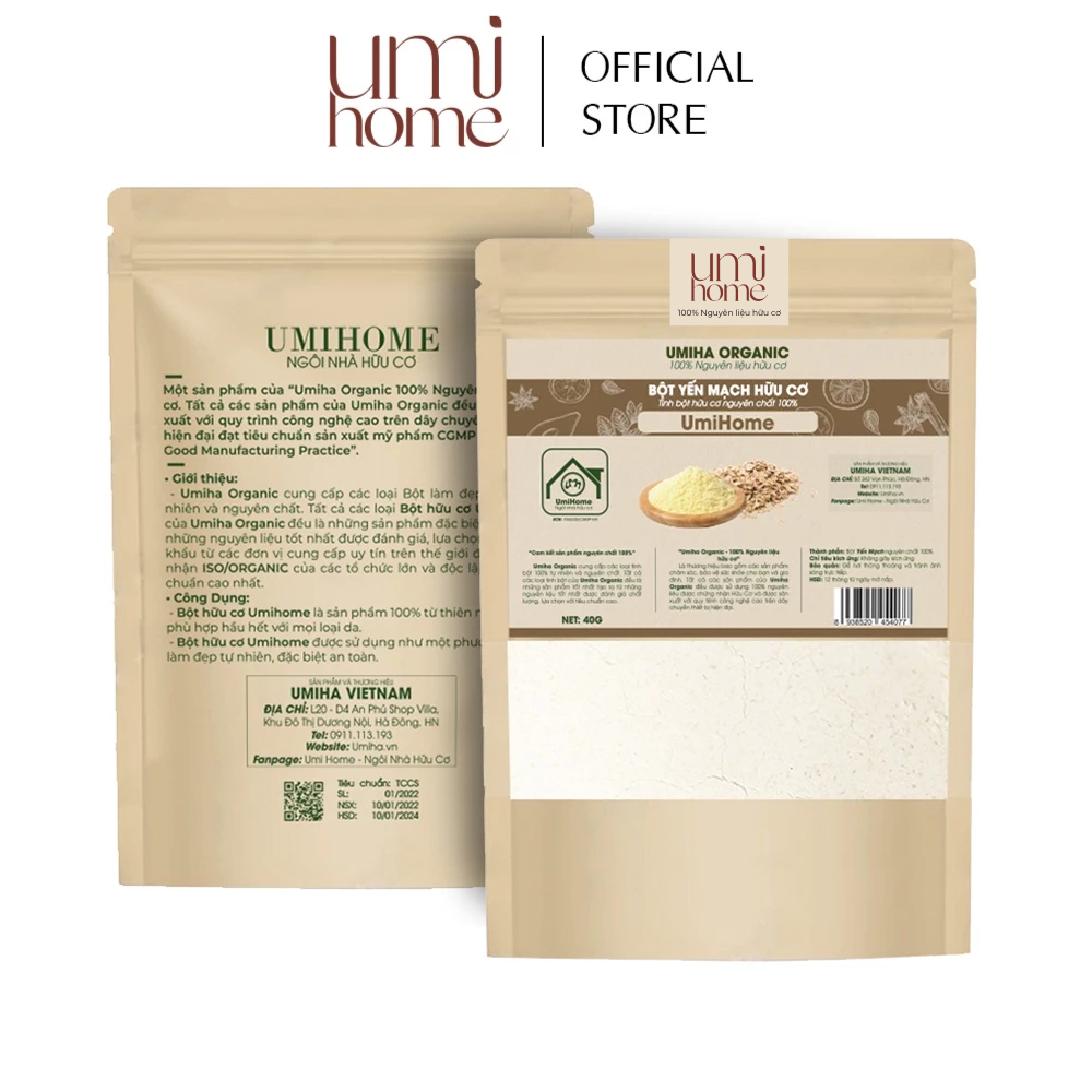 Ảnh Bột Yến Mạch đắp mặt hữu cơ UMIHOME nguyên chất 135G 3
