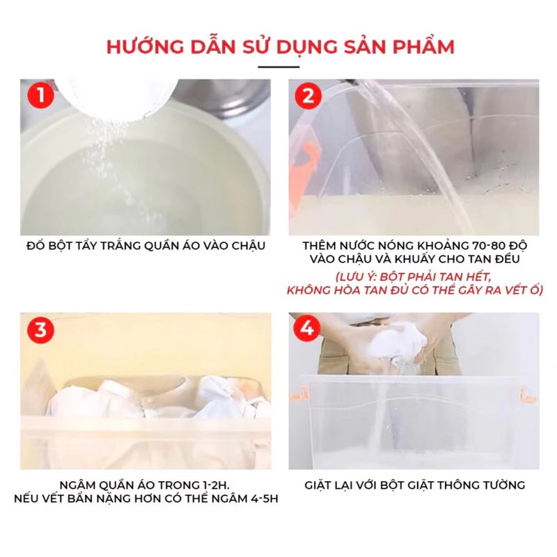 Combo 3 lọ Chuyên  Tẩy Trắng Quần Áo Enzyme Sinh Học 260g Đánh Bay Vết Bẩn Khử Vết Ố Vàng Làm Trắng Quần Áo