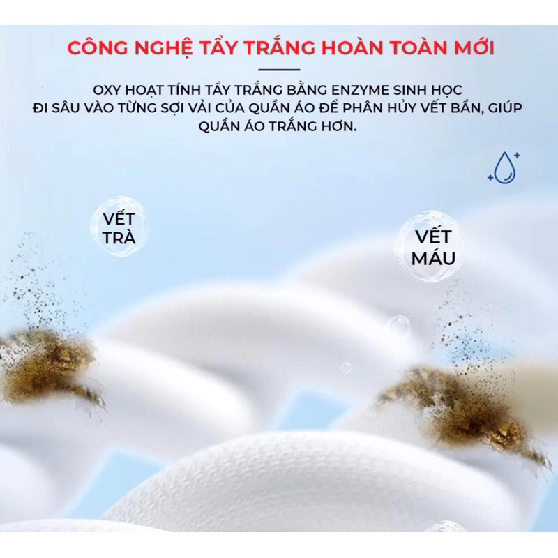 Combo 3 lọ Chuyên  Tẩy Trắng Quần Áo Enzyme Sinh Học 260g Đánh Bay Vết Bẩn Khử Vết Ố Vàng Làm Trắng Quần Áo