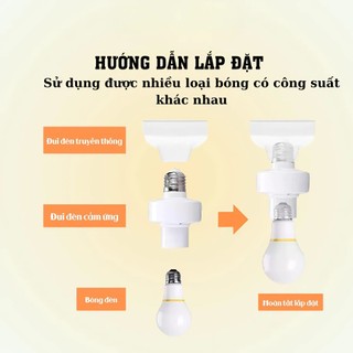 Đui Đèn Cảm Ứng Radar Vi Sóng E27 220V Tự Bật Tắt 360° | Cảm Biến Chuyển Động Tiết Kiệm Điện