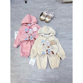 BỘ NI BÔNG MŨ GĂN THỎ [KHÔNG DÂY DÚT] CHO BÉ 6-16KG
