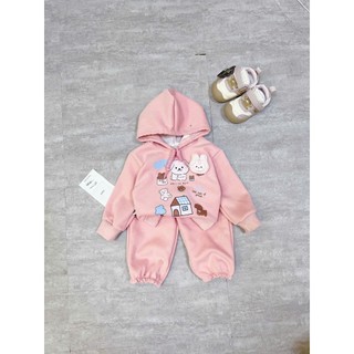BỘ NI BÔNG MŨ GĂN THỎ [KHÔNG DÂY DÚT] CHO BÉ 6-16KG