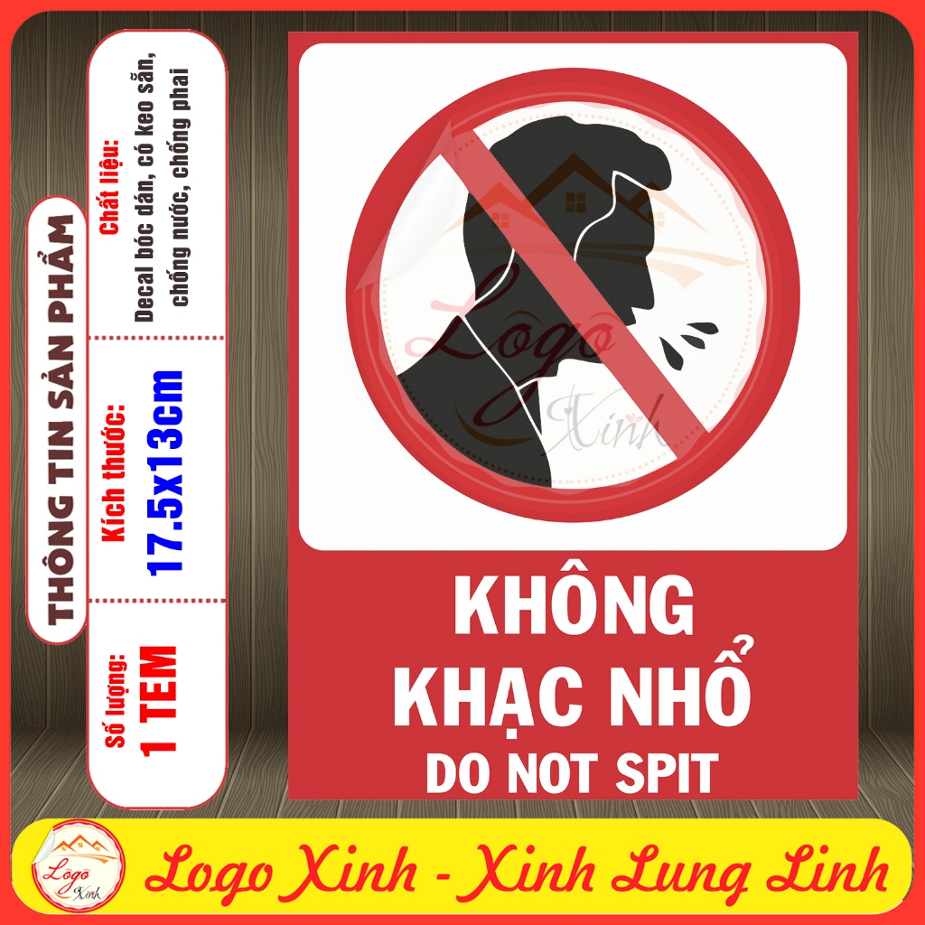 LOGO TEM STICKER BIỂN BÁO CẤM KHÔNG ĐƯỢC KHẠC NHỔ- DO NOT SPIT - BIỂN ...