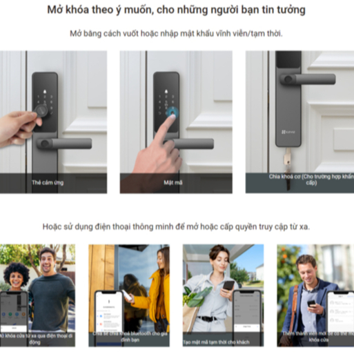 [Lắp đặt HN-DN-HCM] Khóa vân tay thông minh Ezviz DL05, tích hợp chuông cửa,kết nối với camera Ezviz, nhiều cách mở khóa