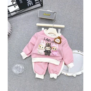 BỘ NI BÔNG PHỐI TRẮNG LABUBU GĂN GẤU CHO BÉ 6-16KG