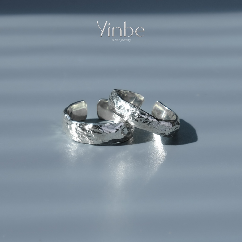 Nhẫn Bạc Đôi Eternity Yinbe Silver, Nhẫn Nữ Bạc s925 Thiết Kế Đường Nét Vân Thân Cây Cá Tính, Nhẫn Freesize WYCR05