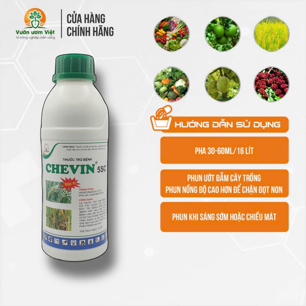 Thuốc trừ bệnh cây trồng Chevin 5SC - chuyên trị bệnh phổ rộng trên lá - 1 Lít