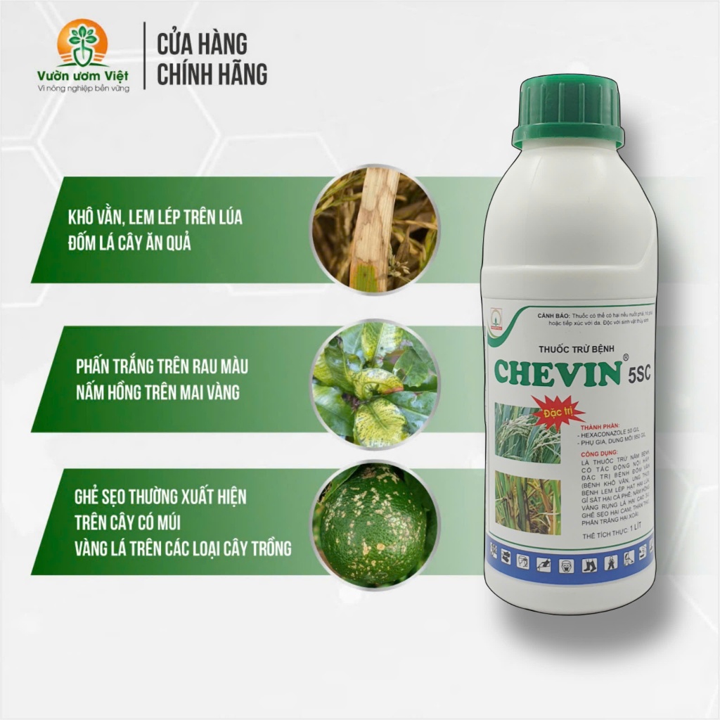 Thuốc trừ bệnh cây trồng Chevin 5SC - chuyên trị bệnh phổ rộng trên lá - 1 Lít