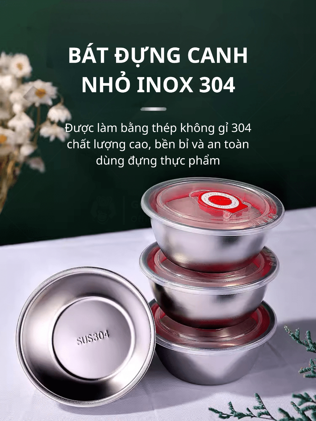 Bát inox 304 có nắp chống tràn 200ml Gorilla Chef bát đựng nước chấm ...