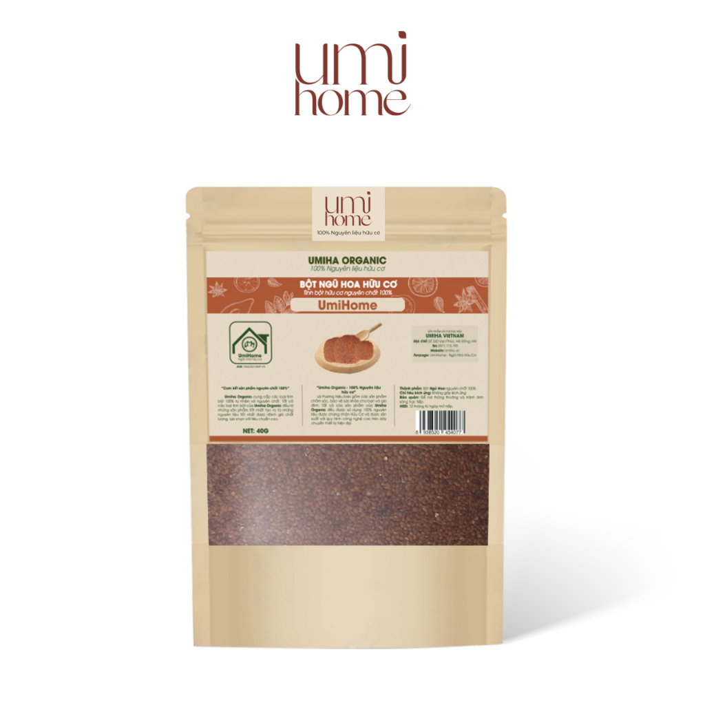Ảnh Bột Ngũ Hoa hữu cơ UMIHOME nguyên chất 40g đắp mặt nạ ngừa mụn, mờ thâm, dưỡng da trắng mịn, se khít chân lông 2