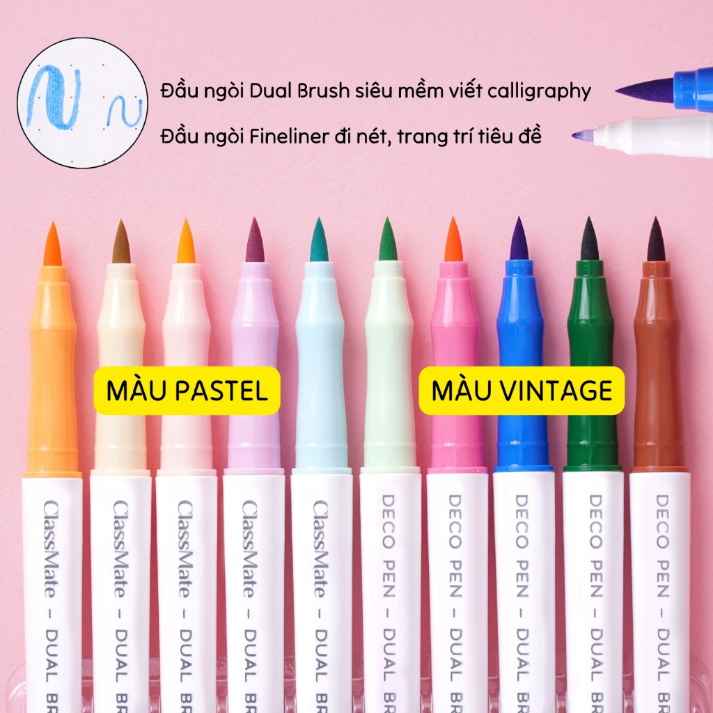 Decor Pen, Bút Lông Màu Ngòi Brush Classmate Bút Viết Calligraphy Trang Trí Sổ Vở, Bullet Journal, Tô Màu CL-MK001/02/03