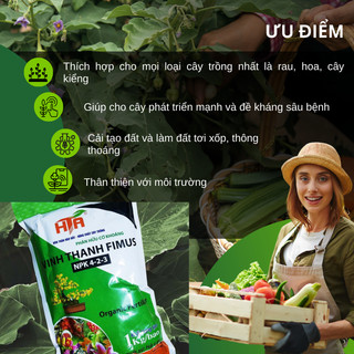 Phân Bón Hữu Cơ Viên Tan Chậm Fimus NPK 4-2-3 Vĩnh Thạnh Tốt Rễ, Thân To, Mập Bông (túi 1kg)