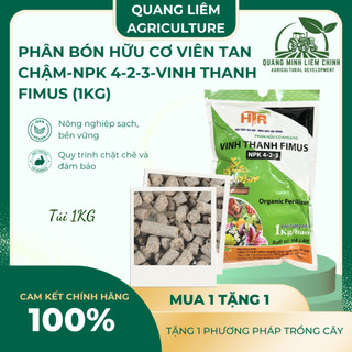 Phân Bón Hữu Cơ Viên Tan Chậm Fimus NPK 4-2-3 Vĩnh Thạnh Tốt Rễ, Thân To, Mập Bông (túi 1kg)