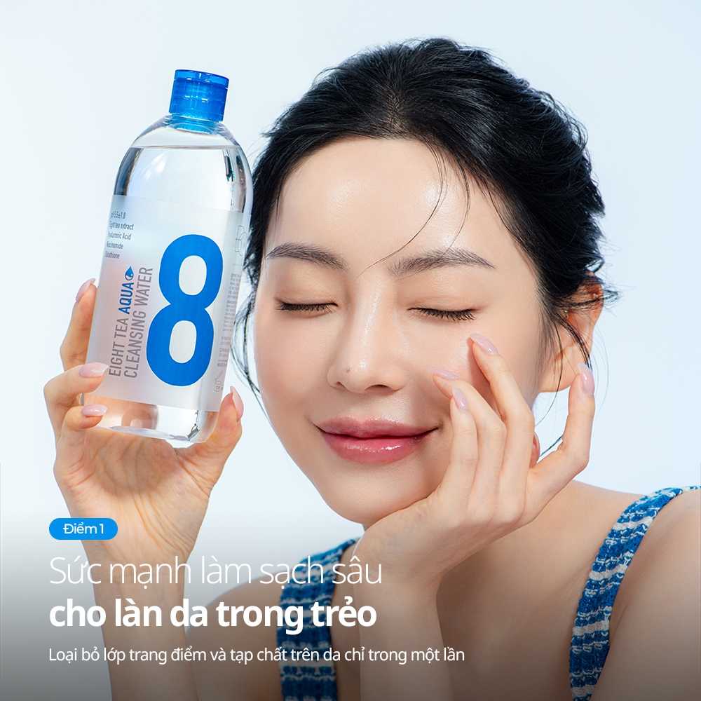 Ảnh Nước tẩy trang dưỡng ẩm BOM Eight Tea AQUA Cleansing Water 500ML 4