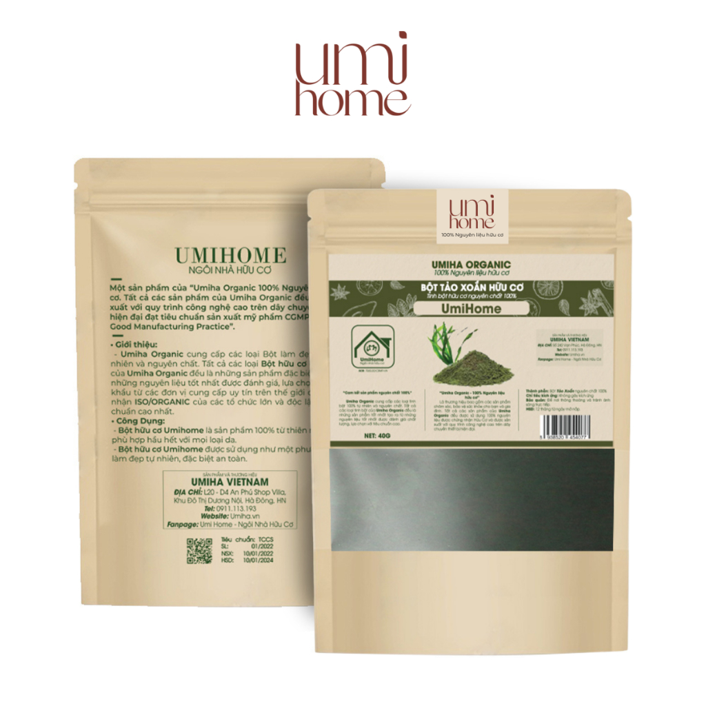 Ảnh Bột Tảo Xoắn nguyên chất UMIHOME 135g đắp mặt nạ và uống loại bỏ mụn thâm, chống lão hóa da hiệu quả 4
