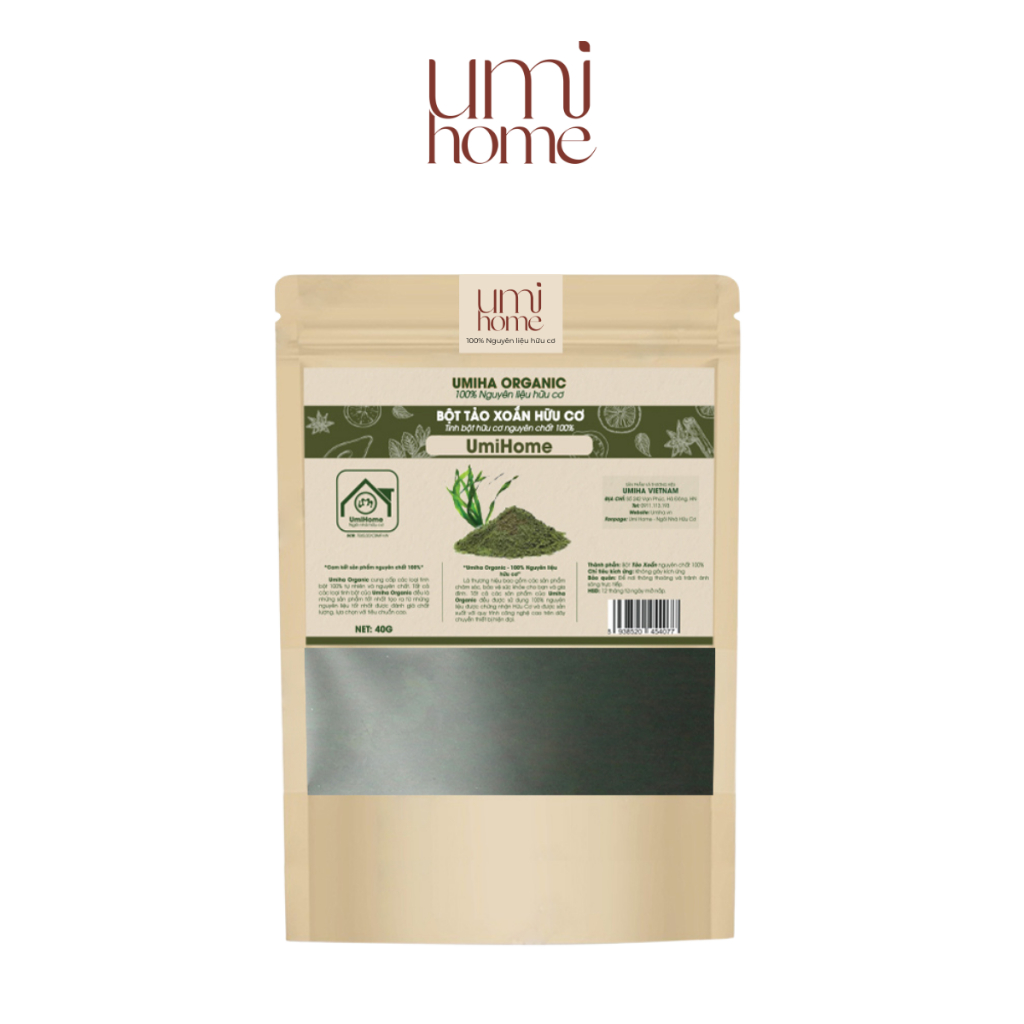 Ảnh Bột Tảo Xoắn nguyên chất UMIHOME 135g đắp mặt nạ và uống loại bỏ mụn thâm, chống lão hóa da hiệu quả 3