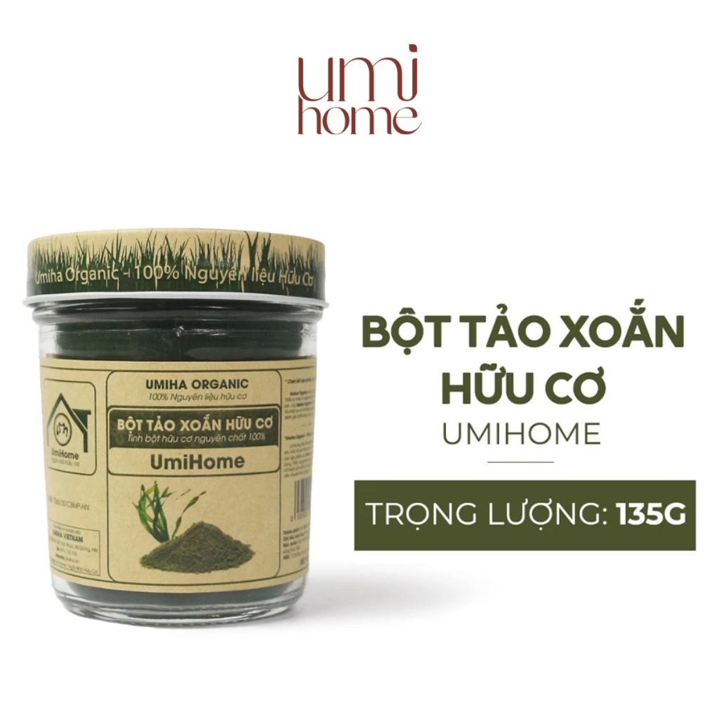 Ảnh Bột Tảo Xoắn nguyên chất UMIHOME 135g đắp mặt nạ và uống loại bỏ mụn thâm, chống lão hóa da hiệu quả 2