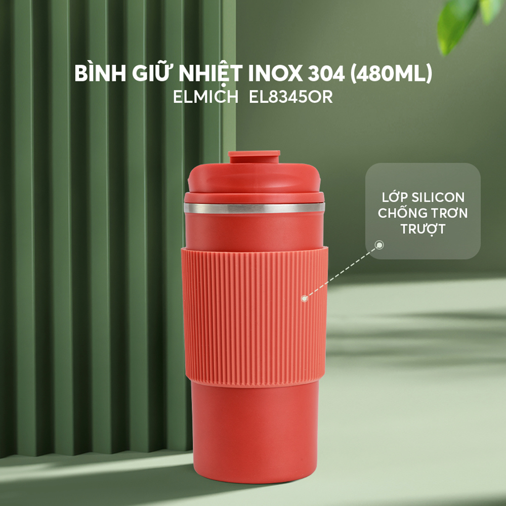 ( Độc quyền trên Shopee ) Cốc giữ nhiệt inox 304 Elmich EL - 8345OR dung tích 480ML