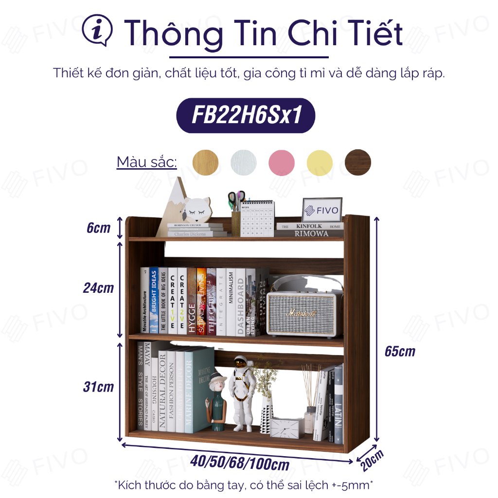 Ảnh Kệ Sách Gỗ 2 Tầng Đa Năng FB22 FIVO Màu Gỗ Và Walnut, Thiết Kế Hiện Đại, Decor Bàn Học, Bàn Làm Việc Gọn Gàng 3