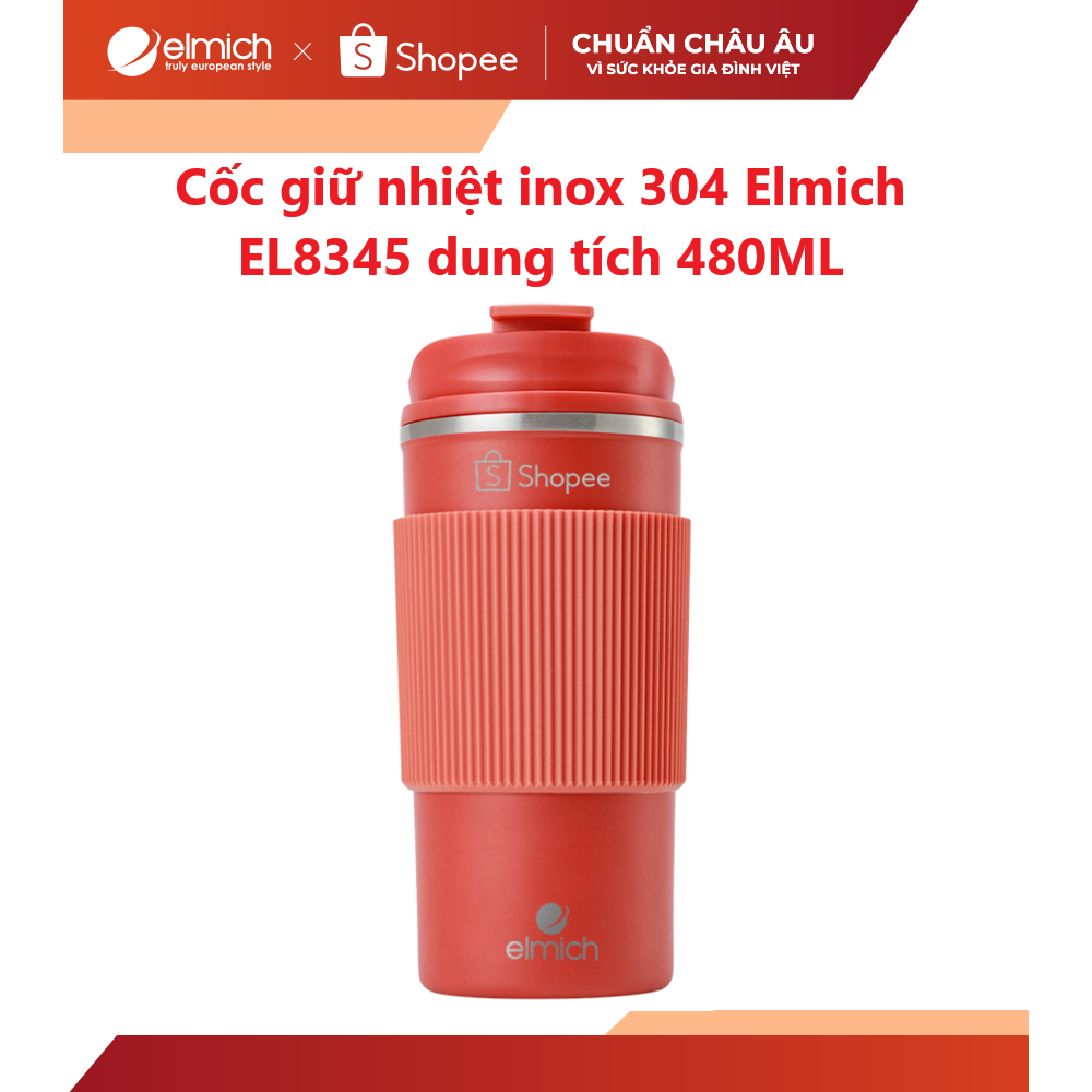 ( Độc quyền trên Shopee ) Cốc giữ nhiệt inox 304 Elmich EL - 8345OR dung tích 480ML