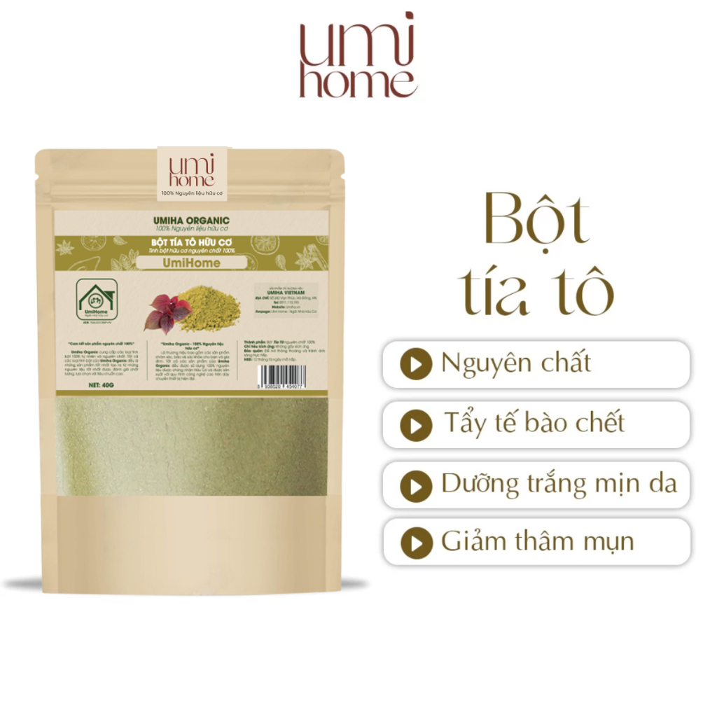Ảnh Bột Lá Tía Tô nguyên chất UMIHOME 40G dưỡng trắng da, đắp mặt nạ ngừa mụn hiệu quả 1