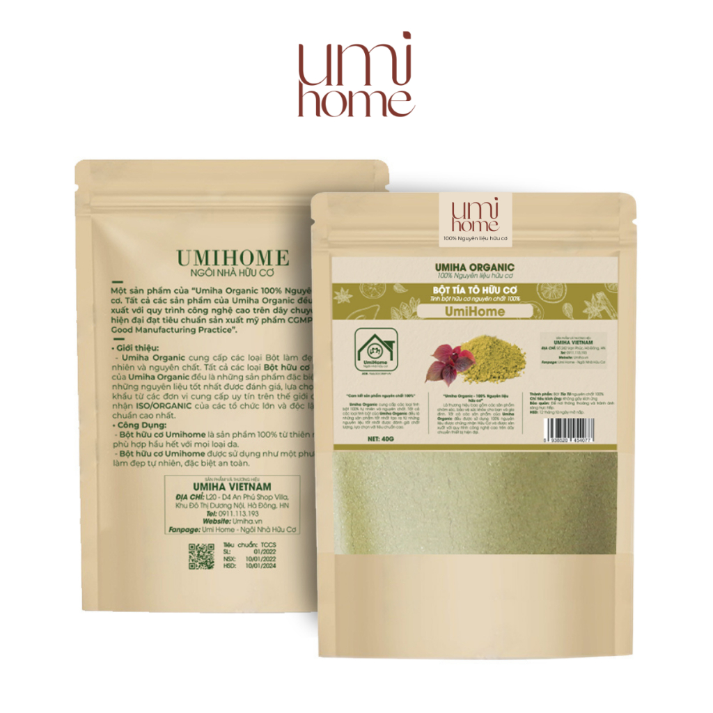 Ảnh Bột Lá Tía Tô nguyên chất UMIHOME 40G dưỡng trắng da, đắp mặt nạ ngừa mụn hiệu quả 3