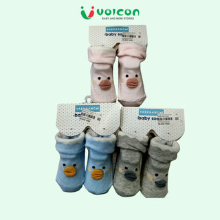 Tất / vớ hình thú mỏ vịt thun Cotton Có Chống Trượt cho bé từ 0-6 tháng