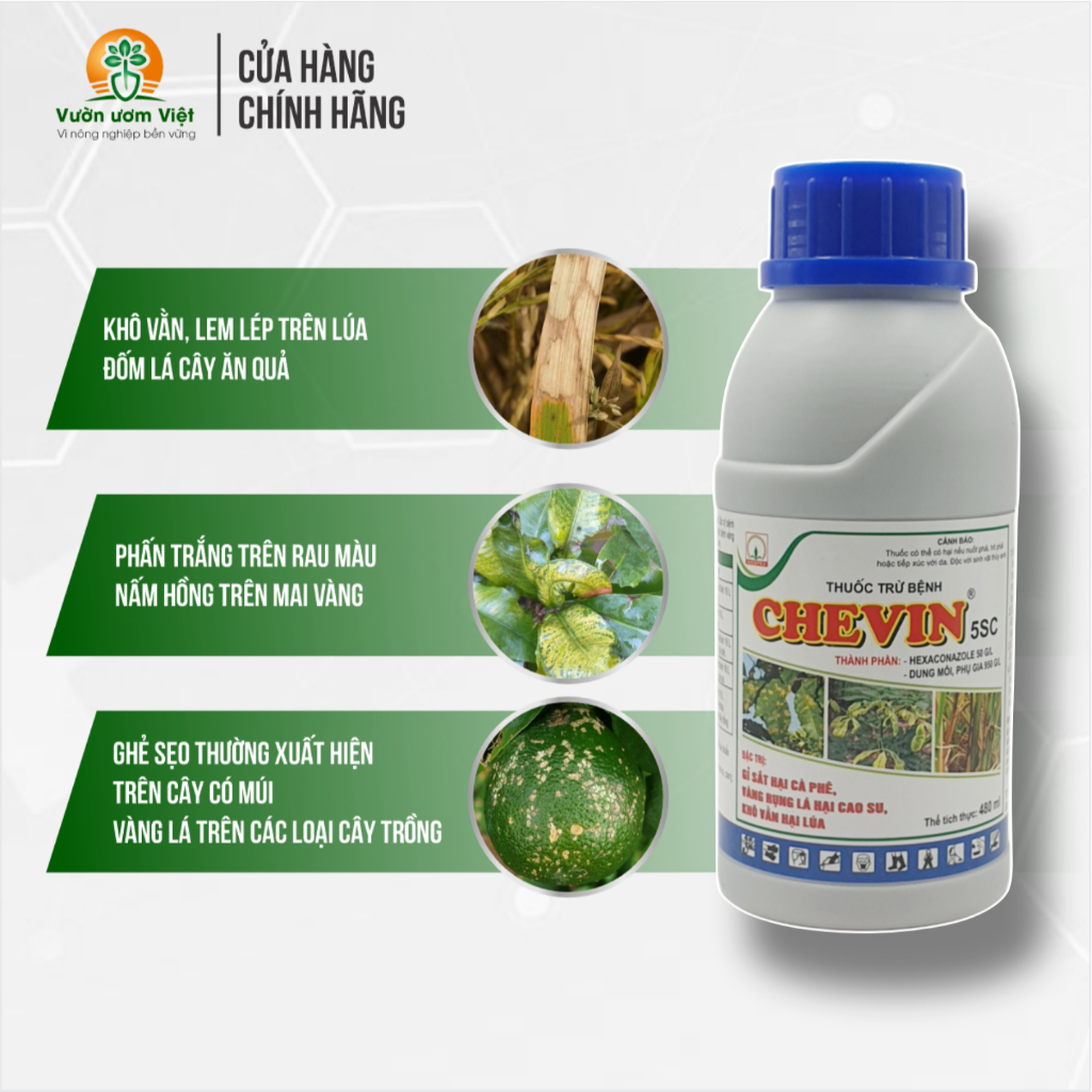 Thuốc trừ bệnh Chevin 5SC - chuyên trị bệnh phổ rộng trên lá - nguyên liệu cao cấp nhất - 450ml