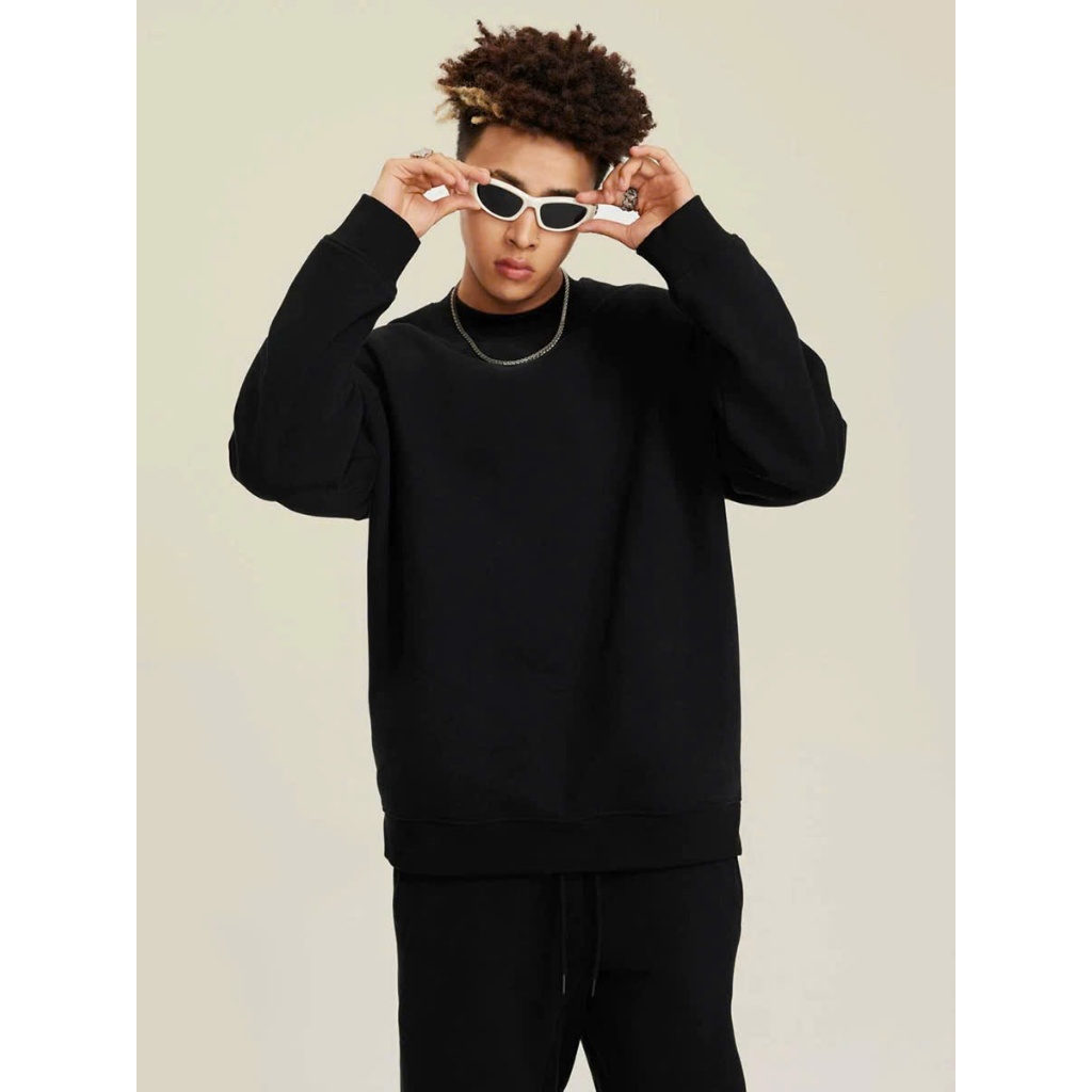 Sweater Nỷ Dáng Rộng Nam Nữ Form Rộng Local Brand HAZEE Chất Cotton Nỉ Ngoại Hàng Xuất Cao Cấp Trơn Cổ Tròn Dài Tay