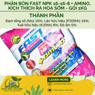 Phân Bón Fast NPK 16-16-8 + Amino, Kích Thích Ra Hoa Sớm - Gói 1KG