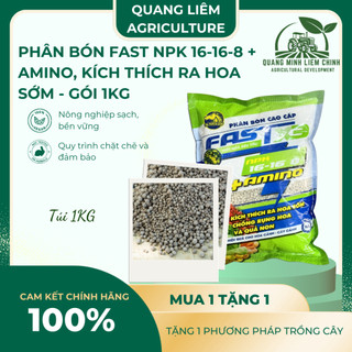 Phân Bón Fast NPK 16-16-8 + Amino, Kích Thích Ra Hoa Sớm - Gói 1KG
