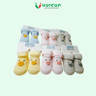 Tất / vớ hình thú mỏ vịt thun Cotton Có Chống Trượt cho bé từ 0-6 tháng