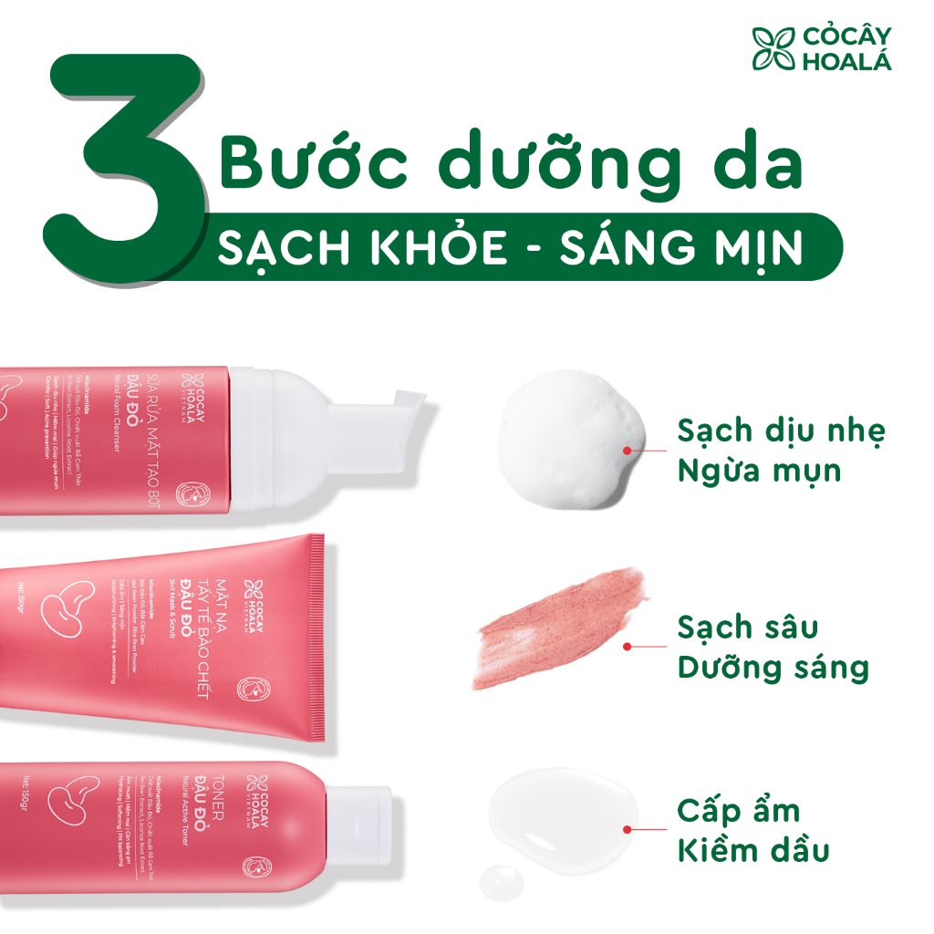 Ảnh Combo chăm sóc da đậu đỏ Cỏ cây hoa lá, làm sạch sâu, dưỡng ẩm, dưỡng sáng 20g 1