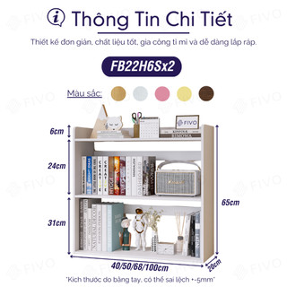 Giá Sách Gỗ Để Bàn Đa Năng FB22 FIVO Màu Trắng, Hồng, Vàng, Tiết Kiệm Không Gian Bàn Học, Làm Việc Gọn Gàng