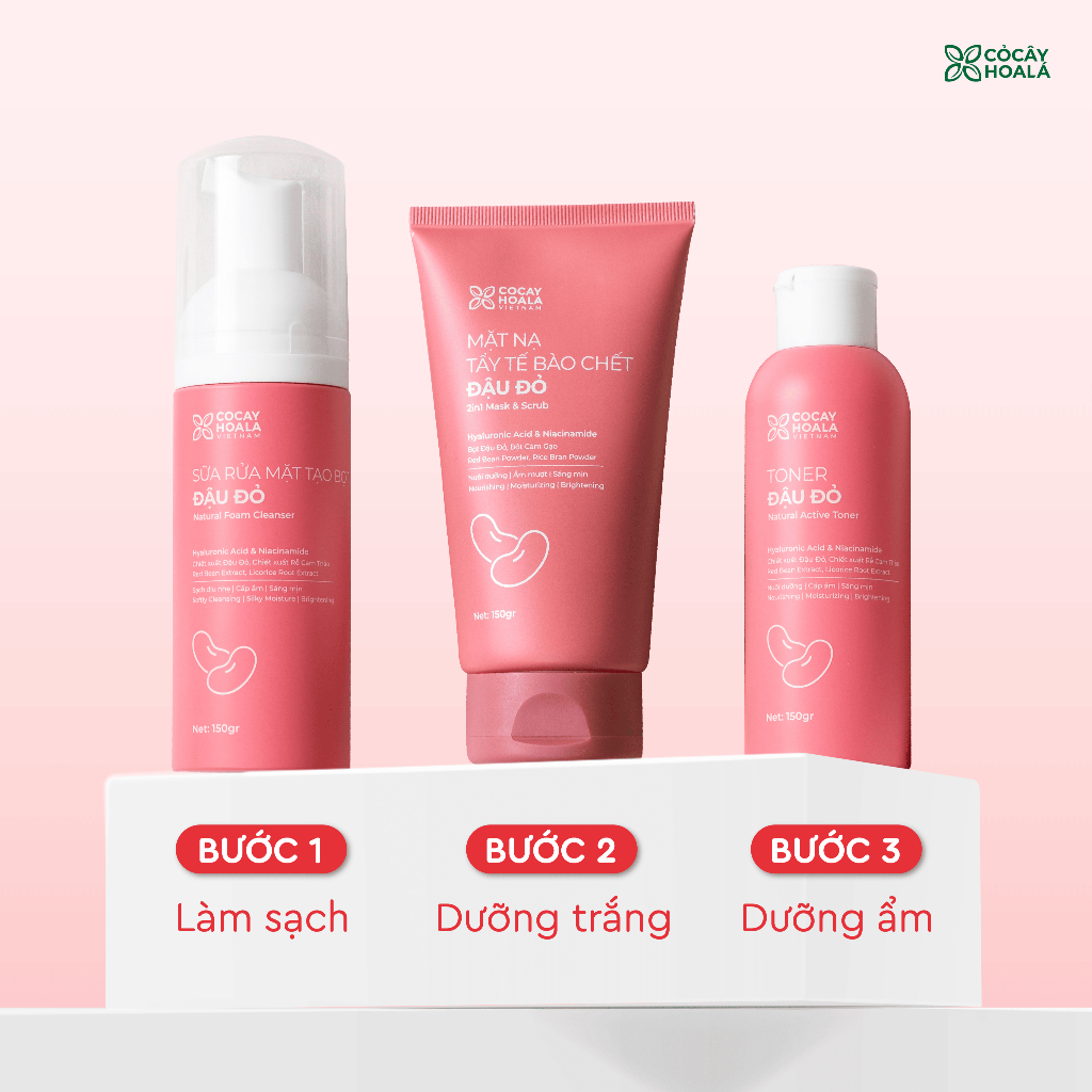 Ảnh Combo chăm sóc da đậu đỏ Cỏ cây hoa lá, làm sạch sâu, dưỡng ẩm, dưỡng sáng 20g 2