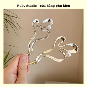 Trâm Cài Tóc Sóng Đính Ngọc Trai.