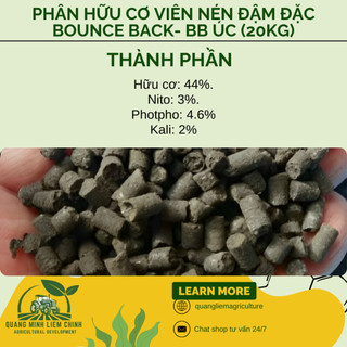 Phân Hữu Cơ viên nén đậm đặc Bounce Back- BB Úc (bao 20KG), dùng cho cây kiểng, hoa lan, bonsai