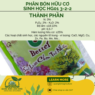Phân bón hữu cơ sinh học Better HG01 3-2-2, dùng cho tất cả các loại cây trồng (túi 1KG)