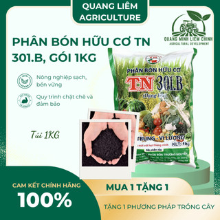 Phân bón hữu cơ đầu trâu TN 301.B, đa trung vi lượng, dạng bột/viên dùng cho rau màu (gói 1KG)